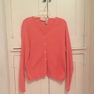 Coral Liz Claiborne Lizsport Ribbed Cardigan - XL